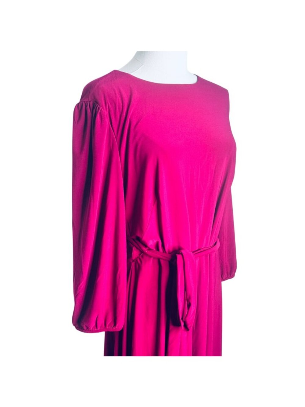 Lauren Ralph Lauren Womens Fuchsia Belted Jersey Midi Dress Sz 16 Comfort Party - Picture 3 of 9